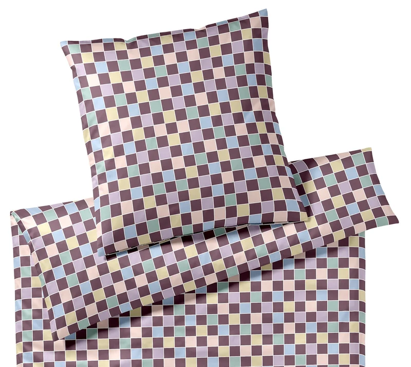 Mako Satin Bettwäsche Scrabble mit Schachbrett-Karo
