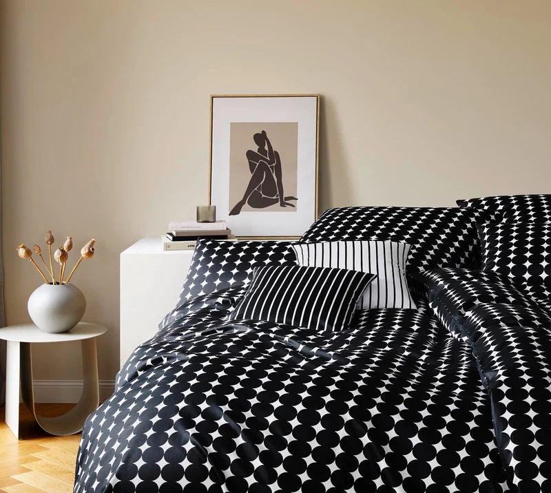 Mako Satin Bettwäsche Bubbles mit Kreis-Muster