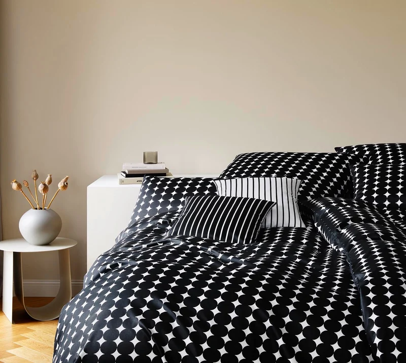Mako Satin Bettwäsche Bubbles mit Kreis-Muster
