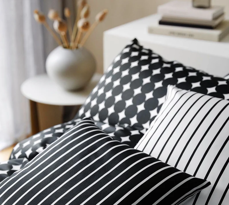 Mako Satin Bettwäsche Bubbles mit Kreis-Muster