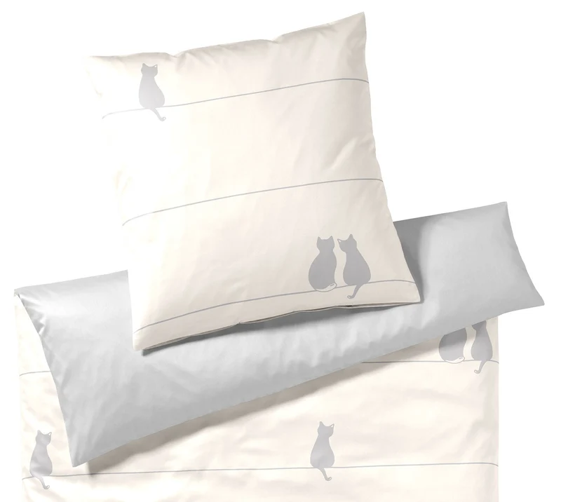 Mako Satin Wende-Bettwäsche You & Me mit Katzenmotiv