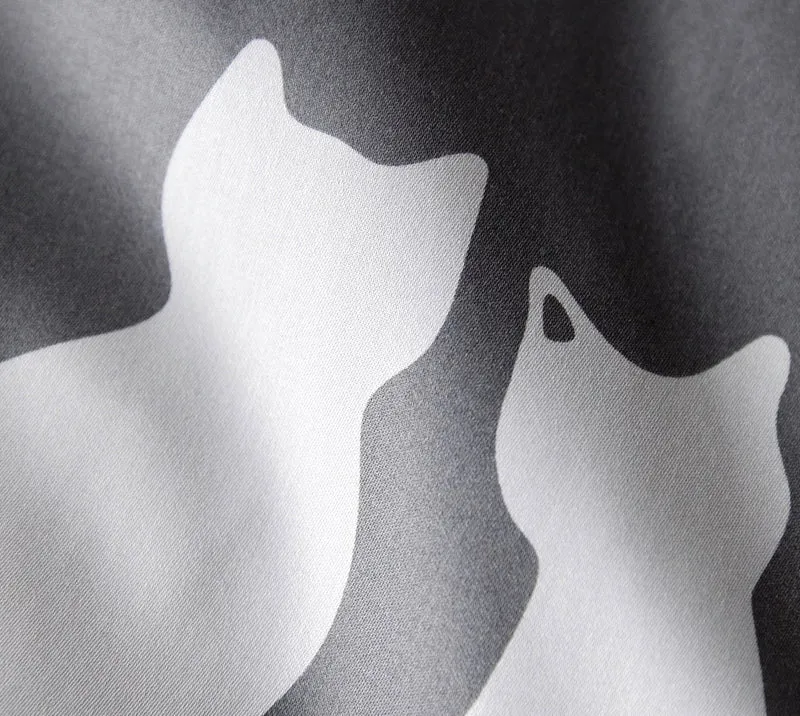 Mako Satin Wende-Bettwäsche You & Me mit Katzenmotiv