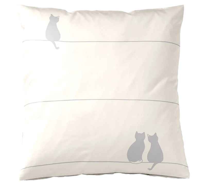 Mako Satin Wende-Bettwäsche You & Me mit Katzenmotiv