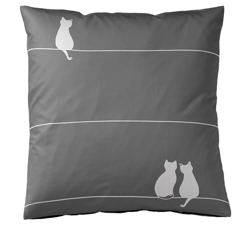 Mako Satin Wende-Bettwäsche You & Me mit Katzenmotiv