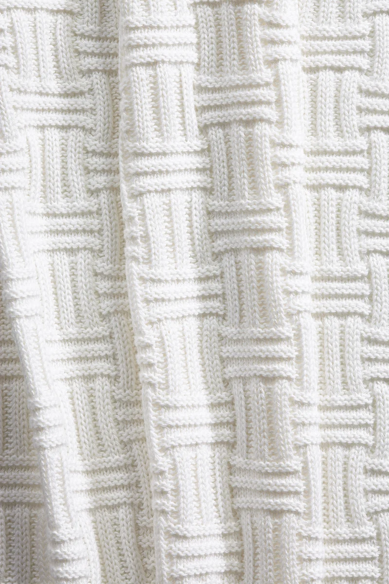 Strickdecken - Karo offwhite