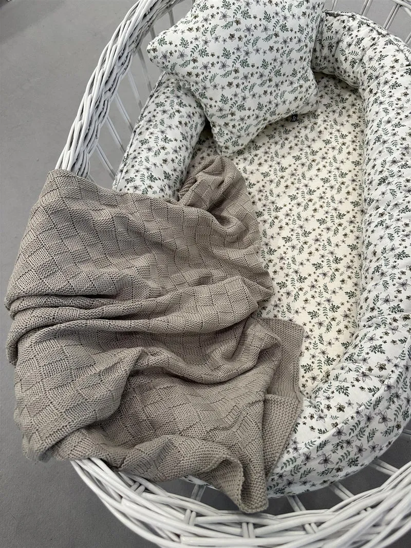 Strickdecken - Karo grau