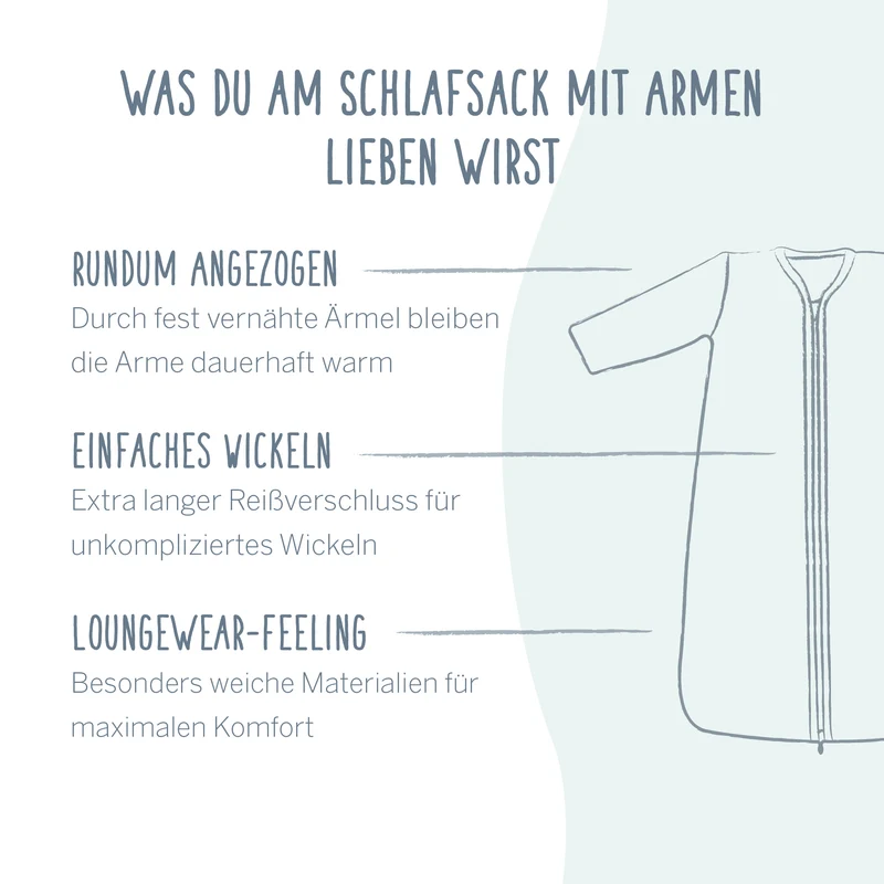 Schlafsack mit Armen - Petit Fleurs