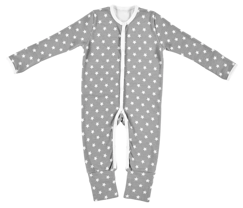 Schlafanzug mit Klappbündchen - Stars silber