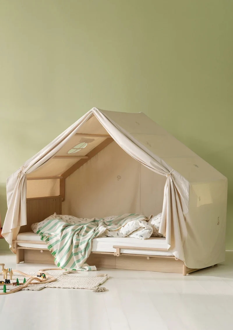 Hausdach für Bett 'Camp Novel' 200 x 120 Eiche