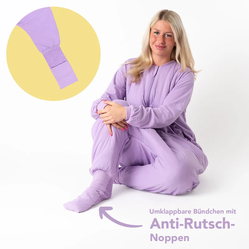 Schlafsack mit Füßen für Erwachsene mit umklappbaren Bündchen und Ärmeln, 1.0 TOG
