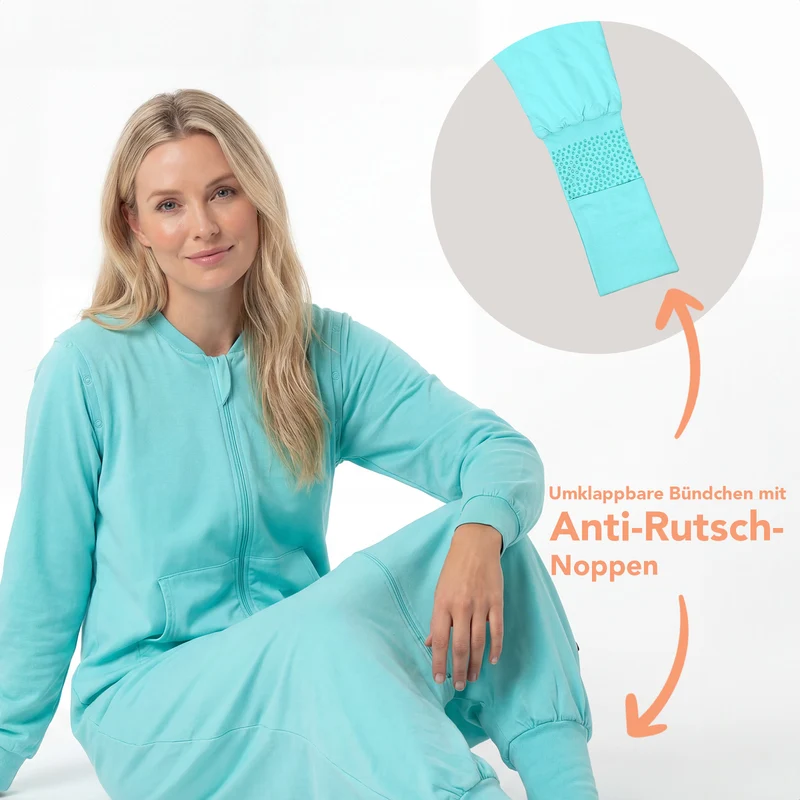 Schlafsack mit Füßen für Erwachsene mit umklappbaren Bündchen und Ärmeln, 1.0 TOG