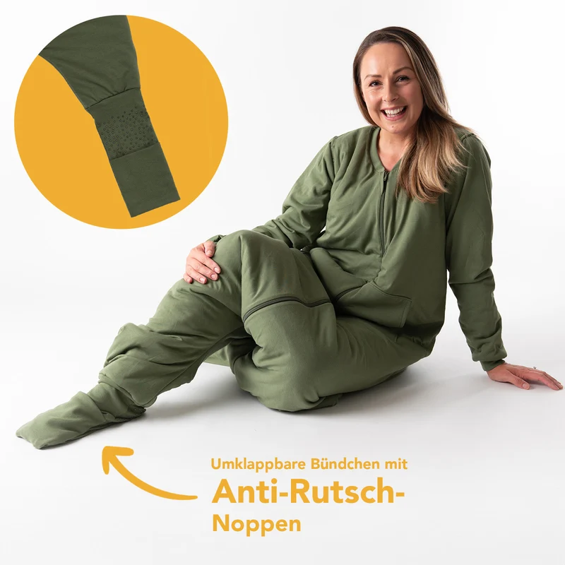Schlafsack mit Füßen für Erwachsene mit umklappbaren Bündchen, 3.5 TOG