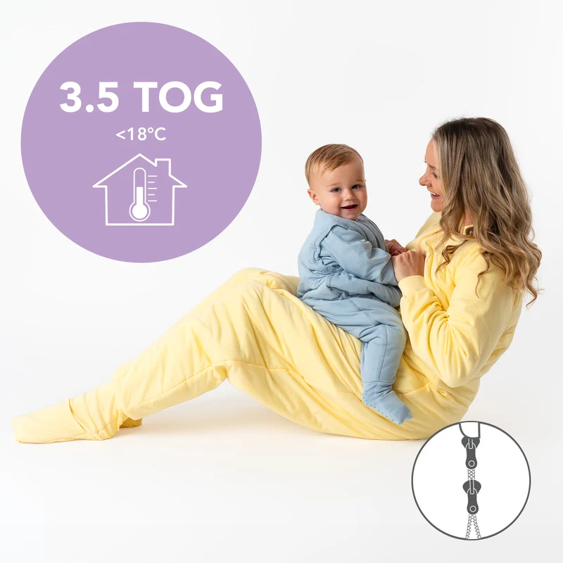 Schlafsack mit Füßen für Erwachsene mit umklappbaren Bündchen, 3.5 TOG