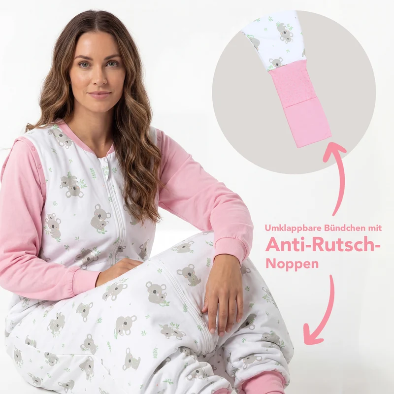 Schlafsack mit Füßen für Erwachsene mit umklappbaren Bündchen, 2.5 TOG
