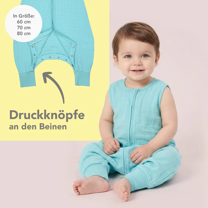 Musselin Schlafsack mit Füßen, 0.5 TOG