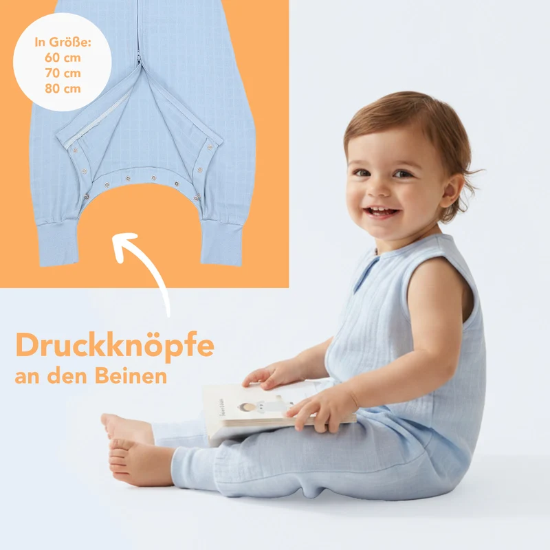 Musselin Schlafsack mit Füßen, 0.5 TOG