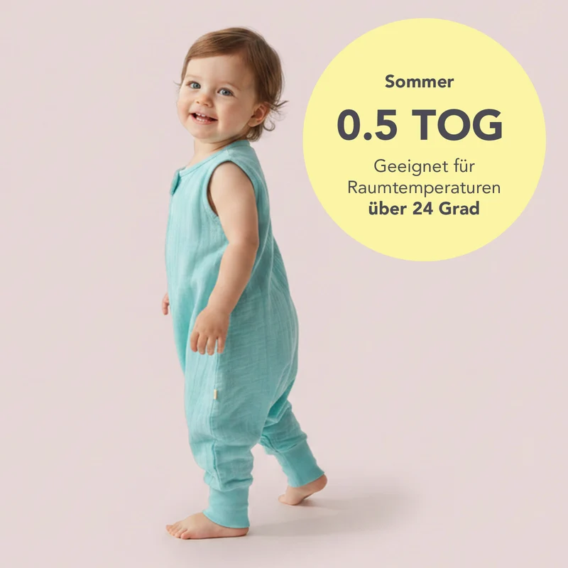 Musselin Schlafsack mit Füßen, 0.5 TOG