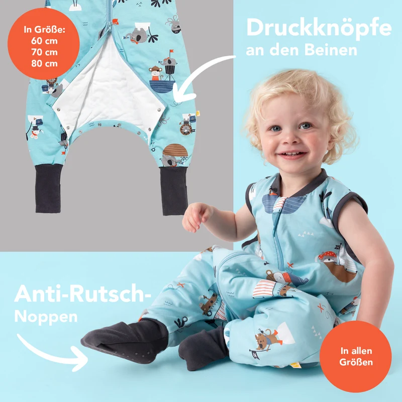 Schlafsack mit Füßen und umklappbaren Bündchen, 1.0 TOG