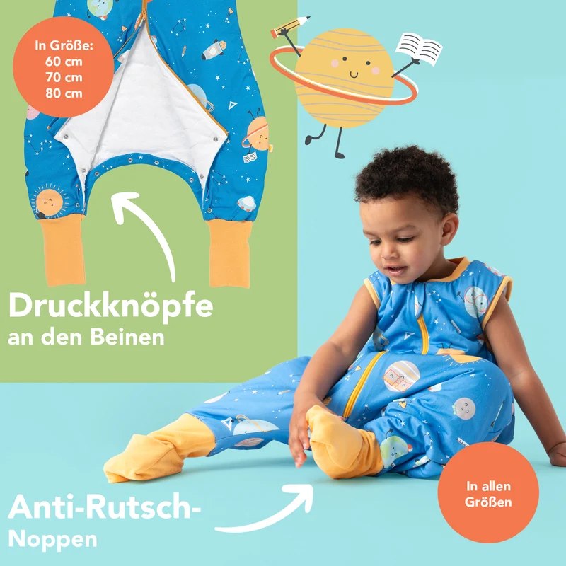 Schlafsack mit Füßen und umklappbaren Bündchen, 1.0 TOG