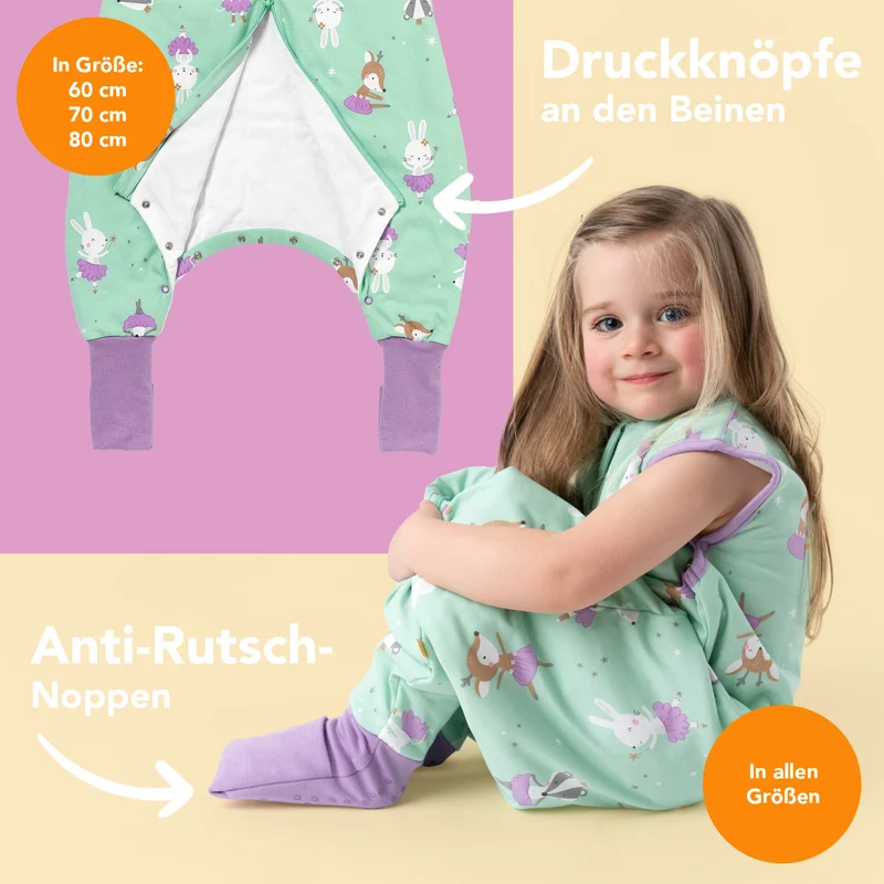 Schlafsack mit Füßen und umklappbaren Bündchen, 1.0 TOG