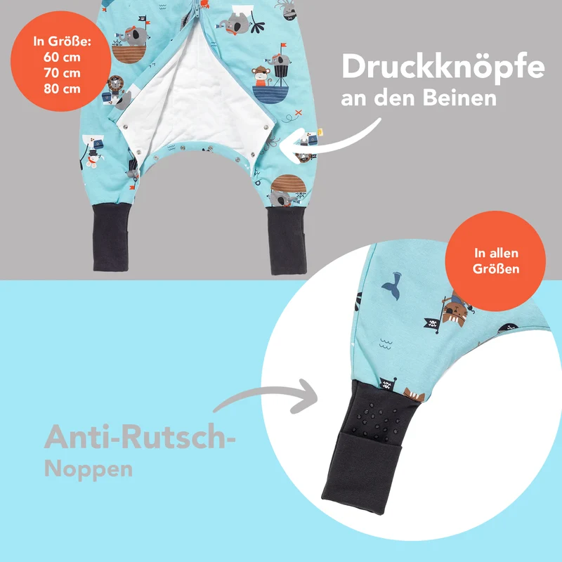 Schlafsack mit Füßen und umklappbaren Bündchen, 1.0 TOG