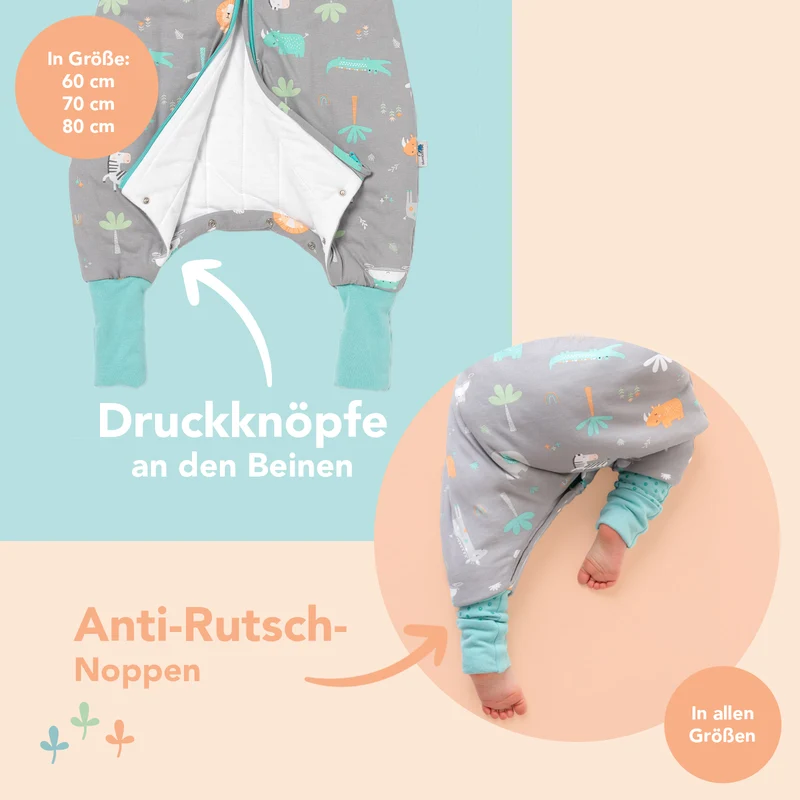 Schlafsack mit Füßen und umklappbaren Bündchen, 1.0 TOG