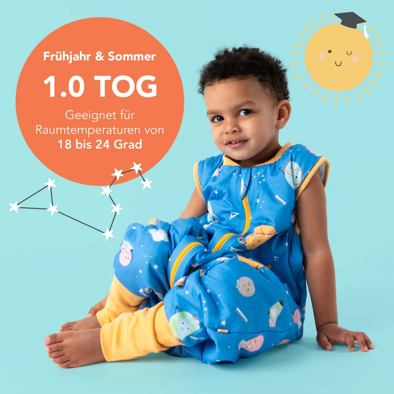 Schlafsack mit Füßen und umklappbaren Bündchen, 1.0 TOG