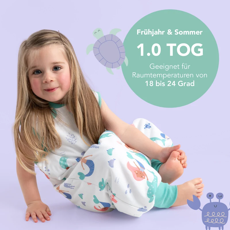 Schlafsack mit Füßen und umklappbaren Bündchen, 1.0 TOG