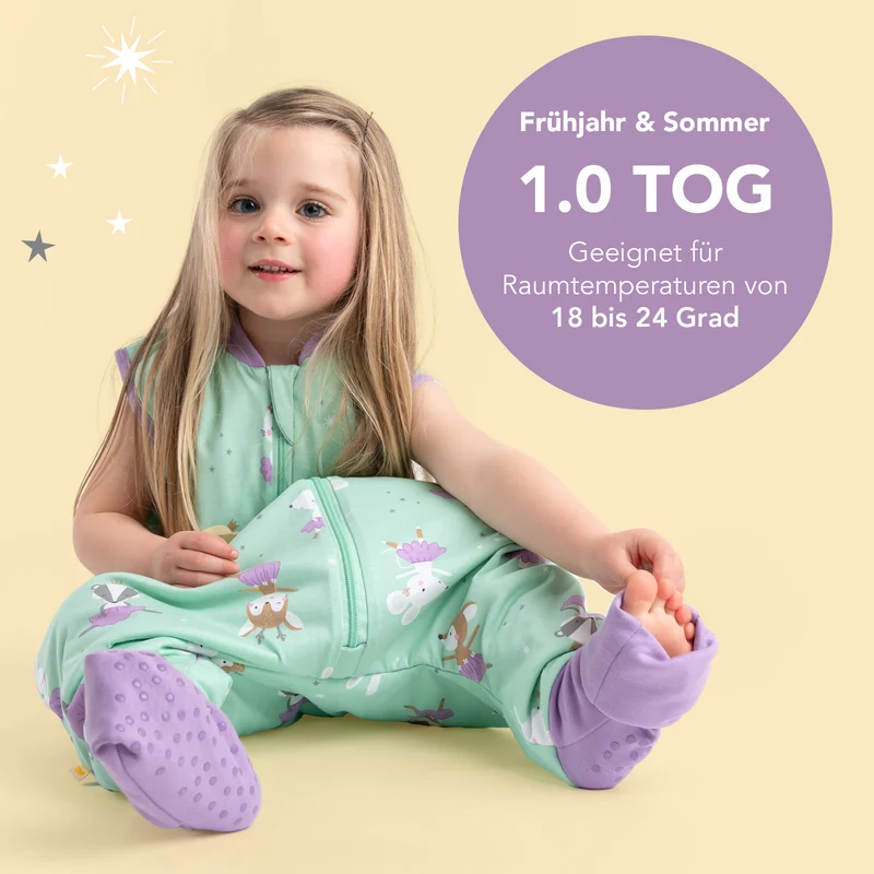 Schlafsack mit Füßen und umklappbaren Bündchen, 1.0 TOG