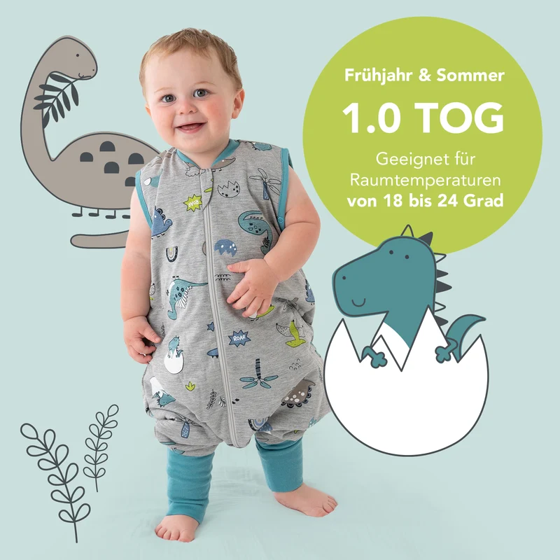 Schlafsack mit Füßen und umklappbaren Bündchen, 1.0 TOG