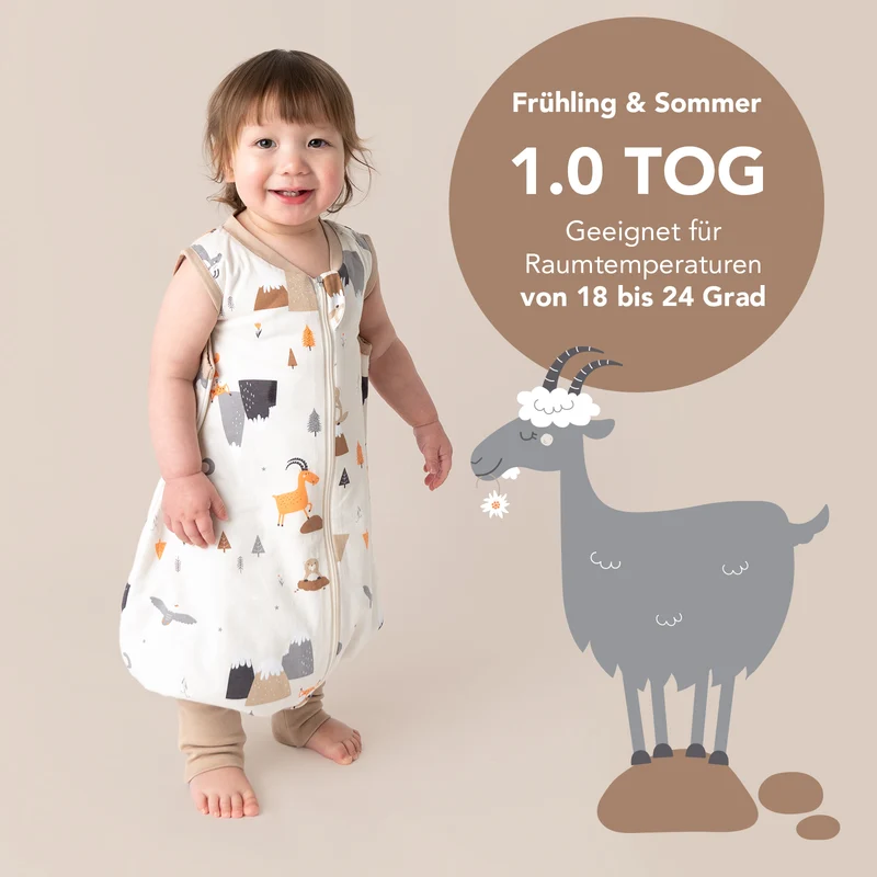 Schlafsack mit Füßen und umklappbaren Bündchen, 1.0 TOG