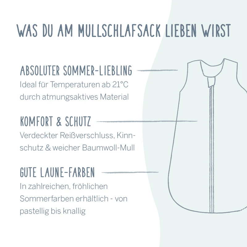Mull-Schlafsack - Uni Pink