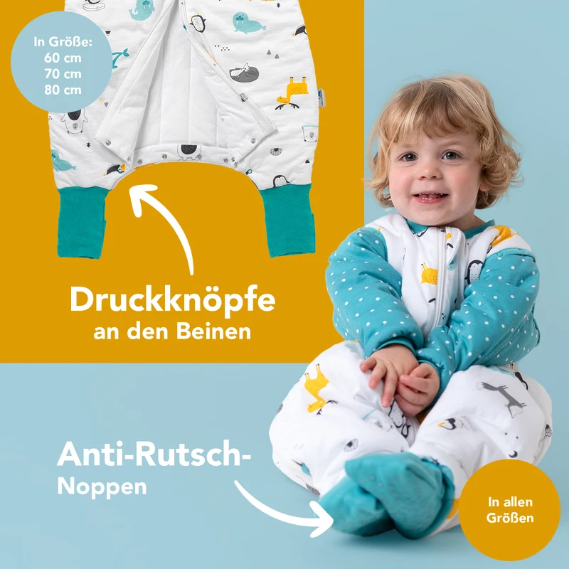 Bio Schlafsack mit Füßen und umklappbaren Bündchen 3.5 TOG