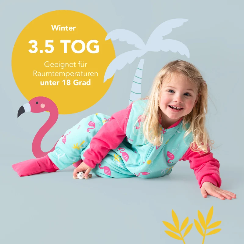 Bio Schlafsack mit Füßen und umklappbaren Bündchen 3.5 TOG