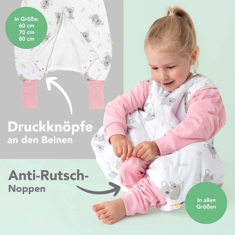 Schlafsack mit Füßen und umklappbaren Bündchen, 3.5 TOG
