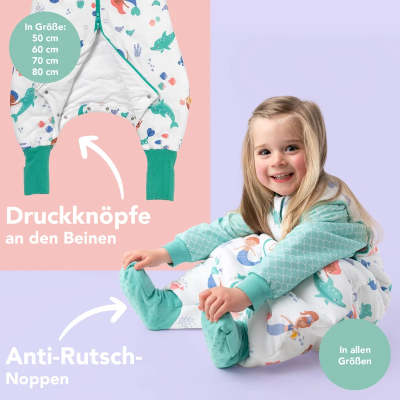 Schlafsack mit Füßen und umklappbaren Bündchen, 3.5 TOG