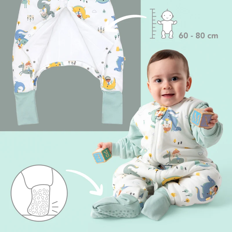 Schlafsack mit Füßen und umklappbaren Bündchen, 3.5 TOG