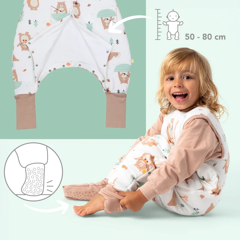 Schlafsack mit Füßen und umklappbaren Bündchen, 3.5 TOG
