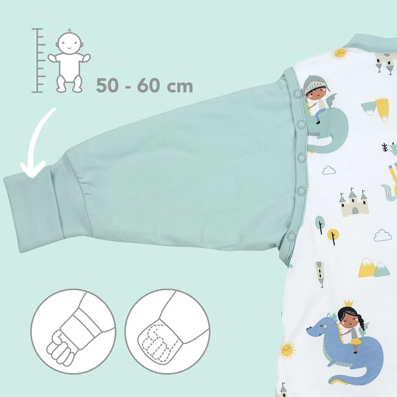 Schlafsack mit Füßen und umklappbaren Bündchen, 3.5 TOG