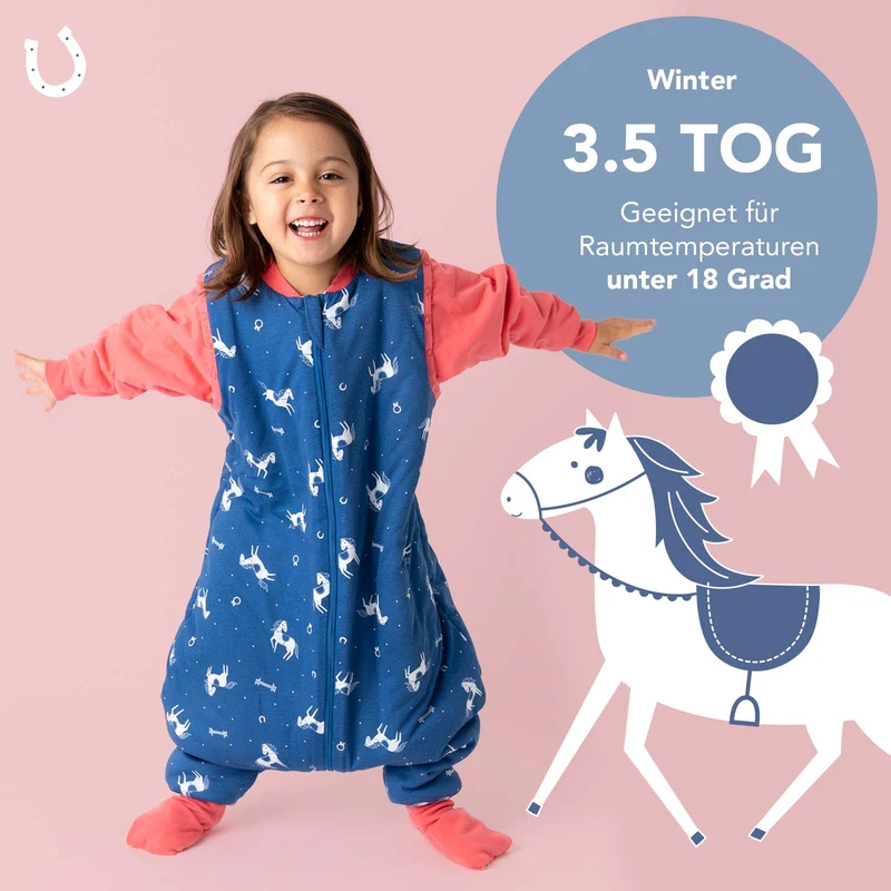 Schlafsack mit Füßen und umklappbaren Bündchen, 3.5 TOG