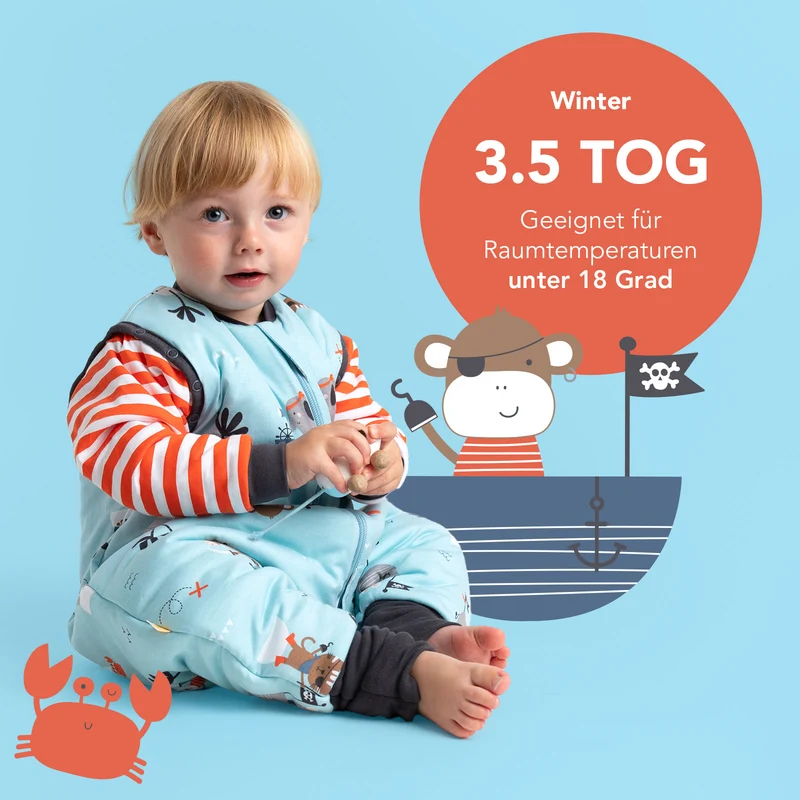 Schlafsack mit Füßen und umklappbaren Bündchen, 3.5 TOG