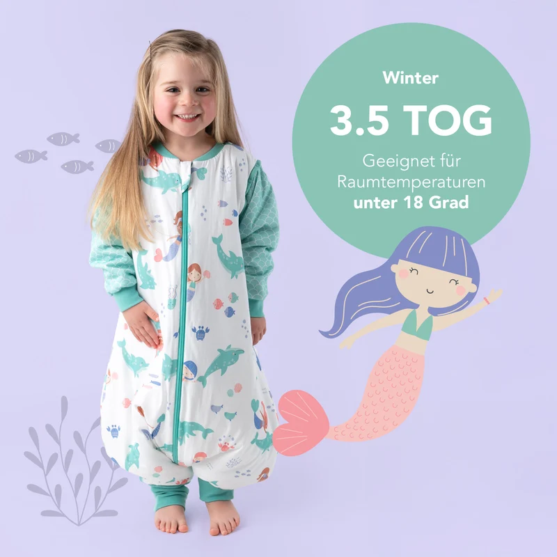 Schlafsack mit Füßen und umklappbaren Bündchen, 3.5 TOG