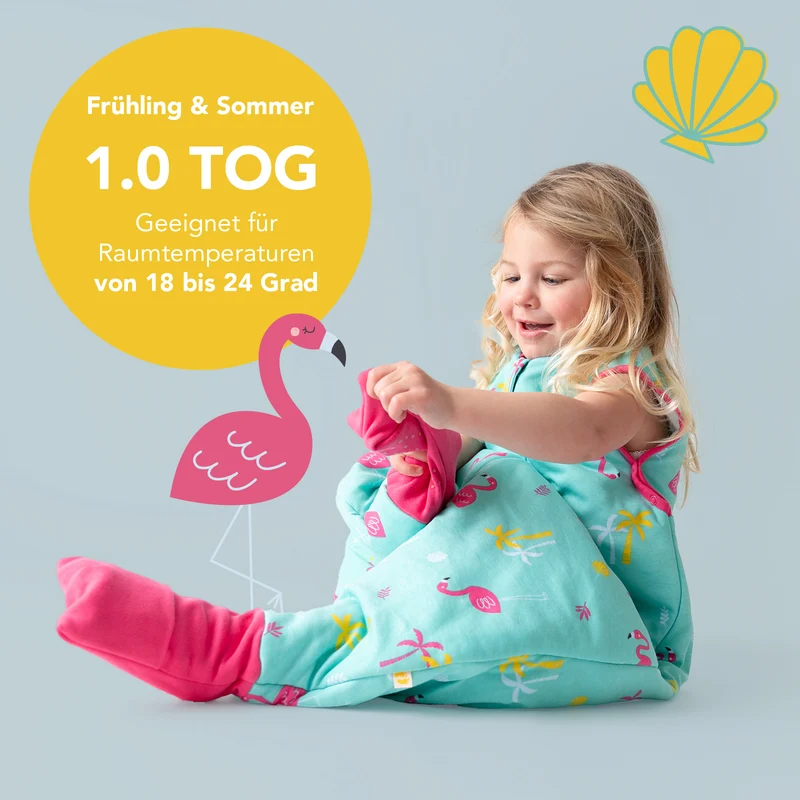 Bio Schlafsack mit Füßen und umklappbaren Bündchen 1.0 TOG