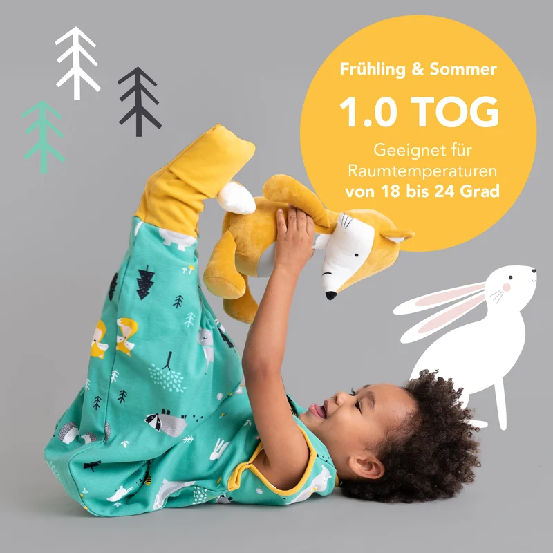 Bio Schlafsack mit Füßen und umklappbaren Bündchen 1.0 TOG