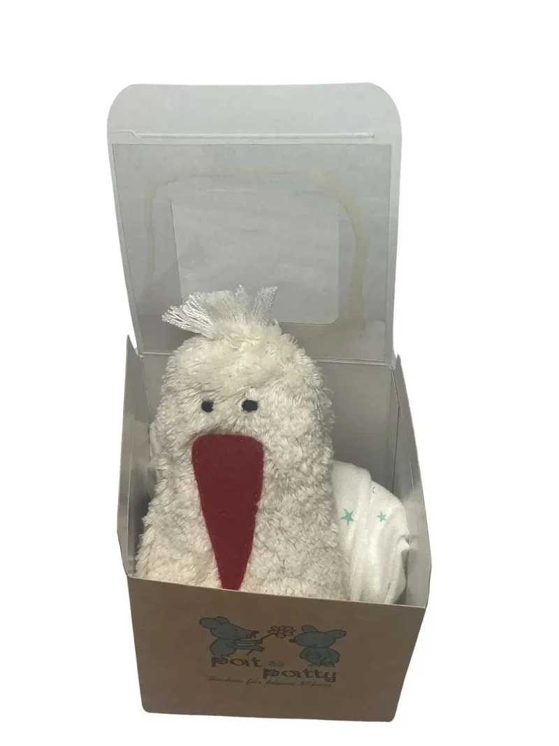 Bio Schmusetuch Storch – personalisierbar, GOTS zertifiziert