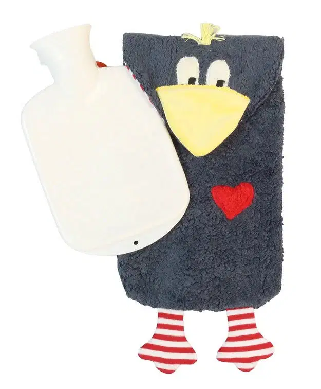 Bio Wärmflasche Rabe aus Bio-Baumwolle – 800ml Naturkautschuk