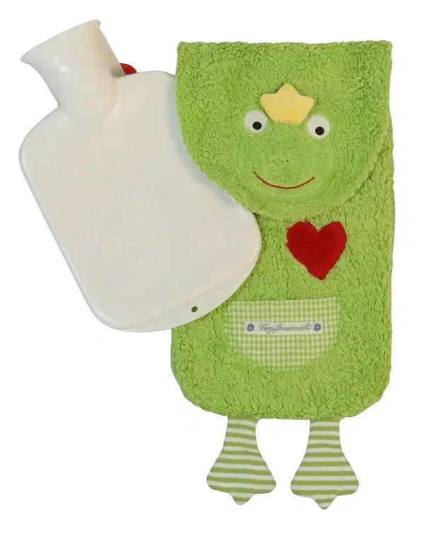 Bio Wärmflasche Frosch aus Bio-Baumwolle – 800ml Naturkautschuk