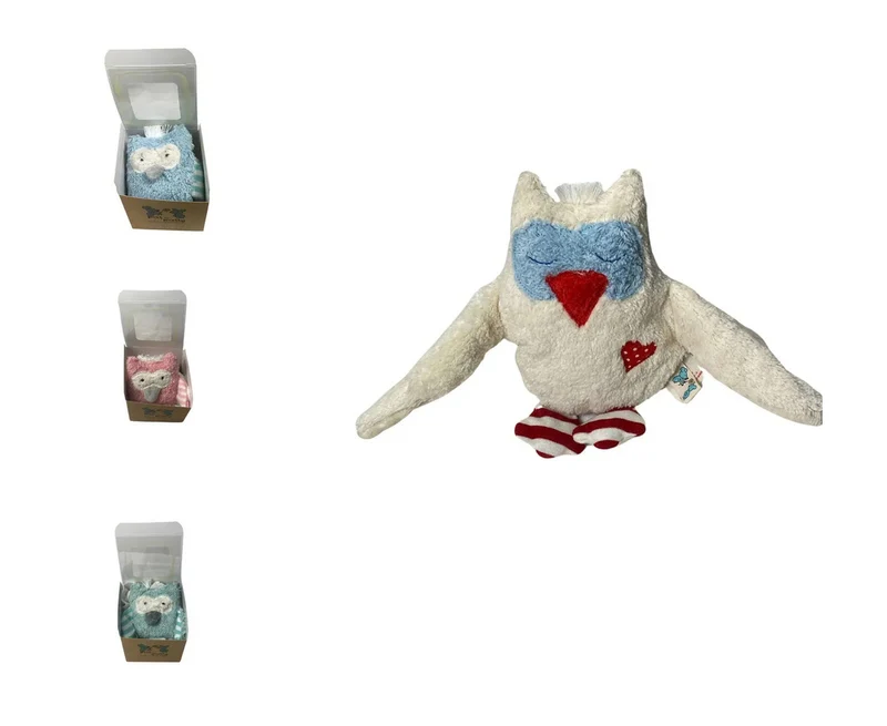 Geschenkset Eule – Schmusetuch & Rassel