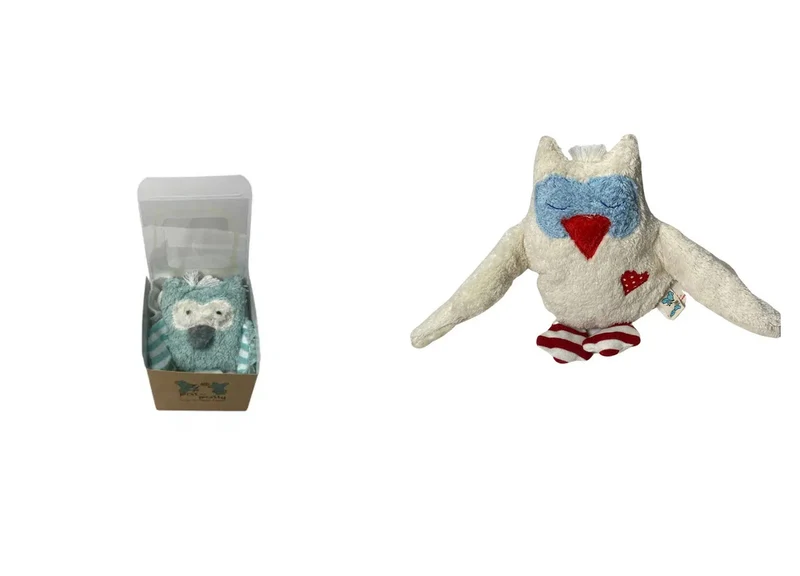 Geschenkset Eule – Schmusetuch & Rassel