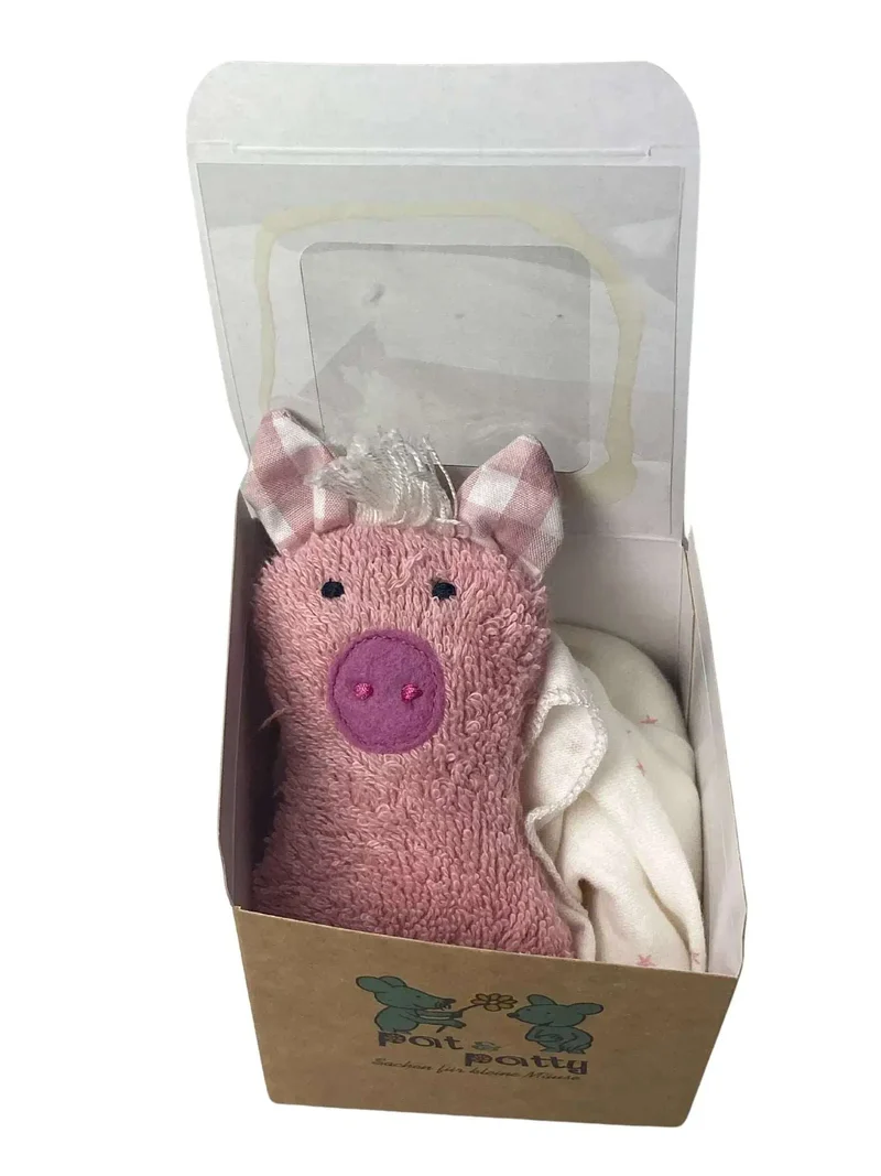 Bio Schmusetuch Schwein – personalisierbar, GOTS zertifiziert
